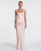 Draped Corset Maxi Dress for Women | Sleeveless Evening Occasion Design