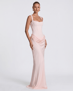 Draped Corset Maxi Dress for Women | Sleeveless Evening Occasion Design