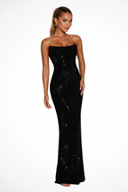Strapless Embellished Maxi Dress for Women | Wedding Guest Evening Occasion
