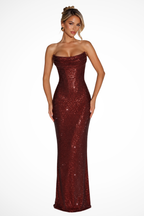 Strapless Embellished Maxi Dress for Women | Wedding Guest Evening Occasion