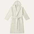 White Lightweight Breathable Cotton Waffle Dressing Gown with Belt for Men