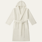 White Lightweight Breathable Cotton Waffle Dressing Gown with Belt for Men