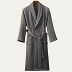 White Lightweight Breathable Cotton Waffle Dressing Gown with Belt for Men