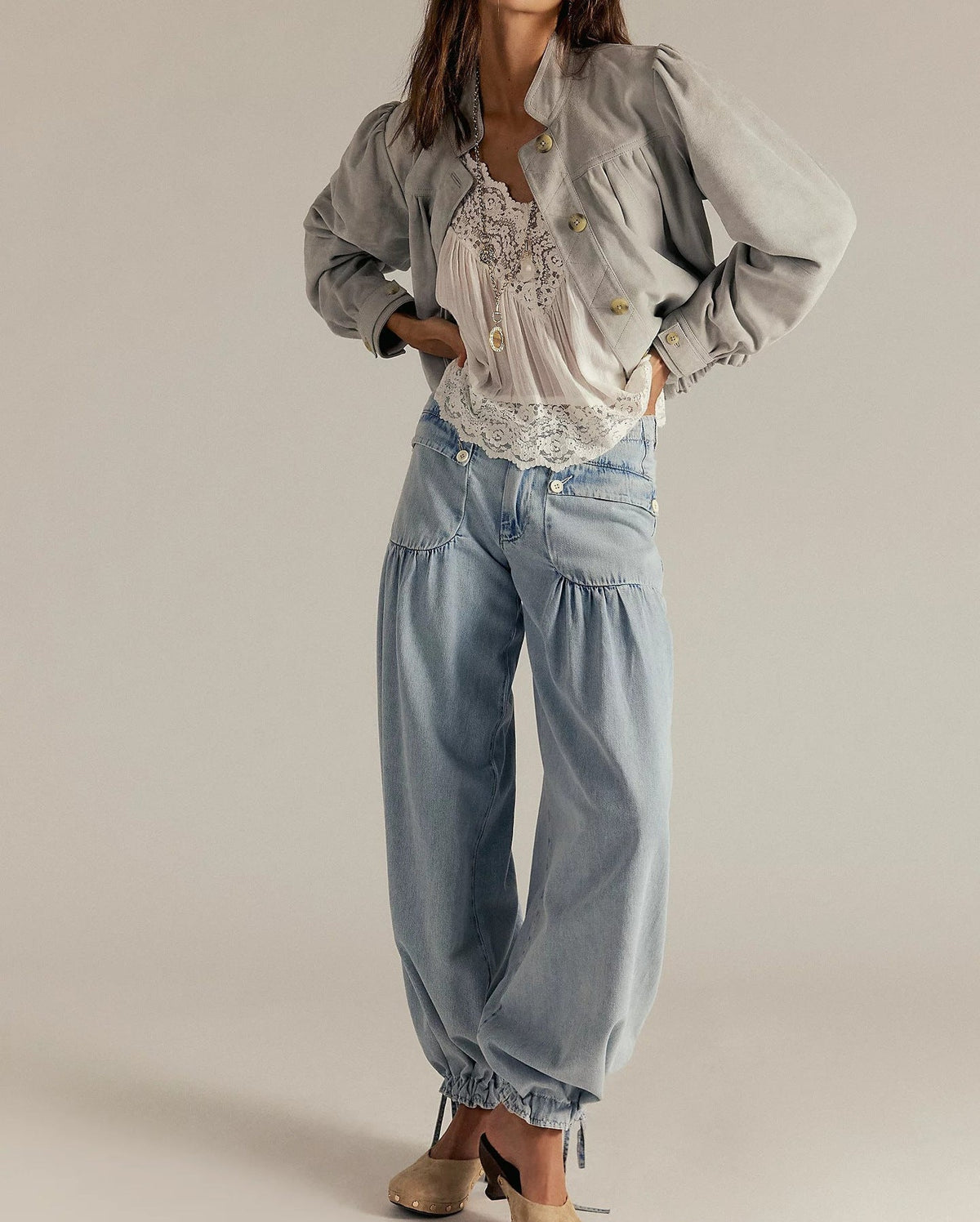 Pleated Wide Leg Trousers with Pocket Detail for Women | Bohemian Style