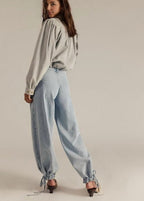 Pleated Wide Leg Trousers with Pocket Detail for Women | Bohemian Style