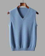 Fine Knit V-Neck Sleeveless Jumper for Men | Autumn Winter Collection