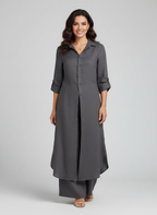 Women Trousers | Wide-Leg Cut with Matching Long Blouse Set