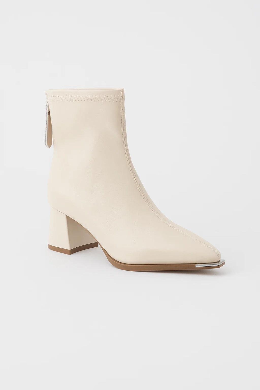 Pointed Toe Block Heel Ankle Boots with Metal Detail for Women