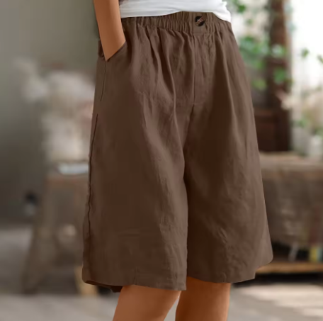 Linen Look Relaxed Fit Bermuda Shorts for Women | Summer