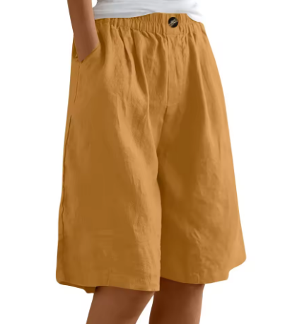 Linen Look Relaxed Fit Bermuda Shorts for Women | Summer