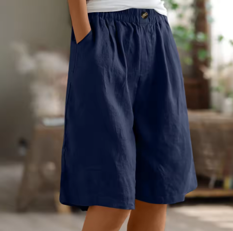 Linen Look Relaxed Fit Bermuda Shorts for Women | Summer