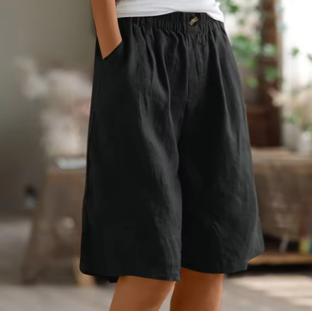 Linen Look Relaxed Fit Bermuda Shorts for Women | Summer