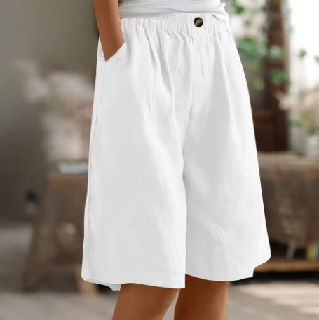 Linen Look Relaxed Fit Bermuda Shorts for Women | Summer