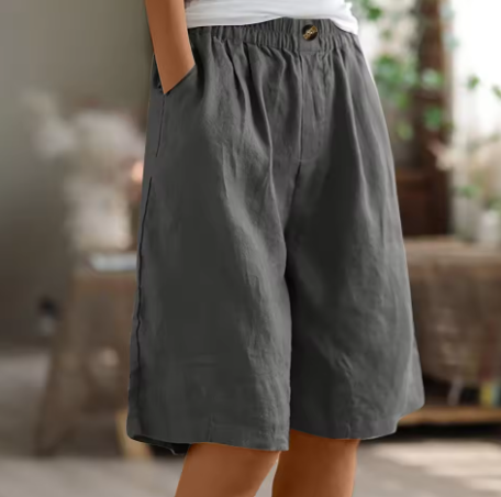 Linen Look Relaxed Fit Bermuda Shorts for Women | Summer