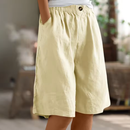 Linen Look Relaxed Fit Bermuda Shorts for Women | Summer