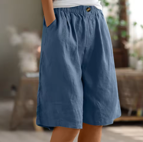 Linen Look Relaxed Fit Bermuda Shorts for Women | Summer