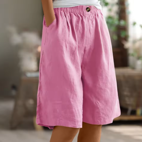 Linen Look Relaxed Fit Bermuda Shorts for Women | Summer