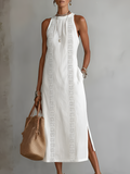 Lace Panel Relaxed Fit Midi Dress with Pockets for Women | Summer Collection