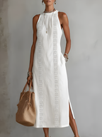 Lace Panel Relaxed Fit Midi Dress with Pockets for Women | Summer Collection