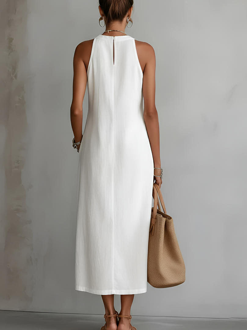 Lace Panel Relaxed Fit Midi Dress with Pockets for Women | Summer Collection