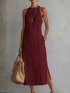 Lace Panel Relaxed Fit Midi Dress with Pockets for Women | Summer Collection