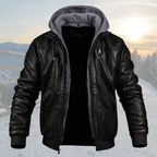 Lined Hooded Winter Jacket with Zip and Button Front for Men | Multiple Pockets