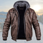 Lined Hooded Winter Jacket with Zip and Button Front for Men | Multiple Pockets