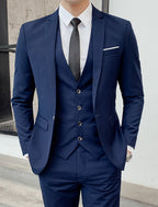 Single Breasted Two Button Three Piece Suit with Waistcoat for Men | Wedding