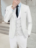 Single Breasted Two Button Three Piece Suit with Waistcoat for Men | Wedding