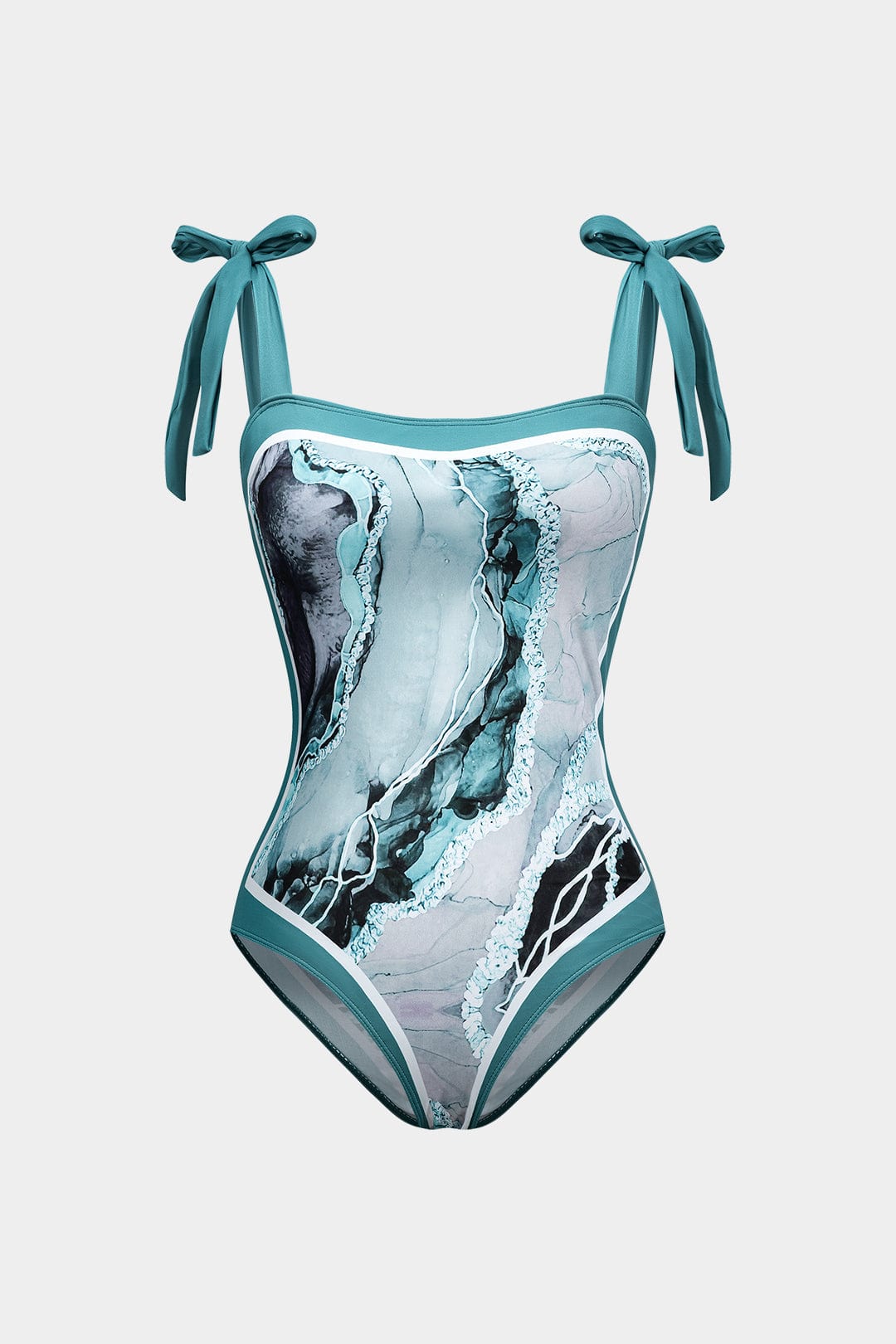 Women Swimsuit Set | One-piece with shoulder ties and pareo
