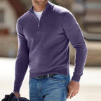 V Neck Zip Jumper with Long Sleeves for Men | Knitwear
