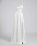 Women's Maxi Dress with Thin Straps and Leg Split | Evening Occasion