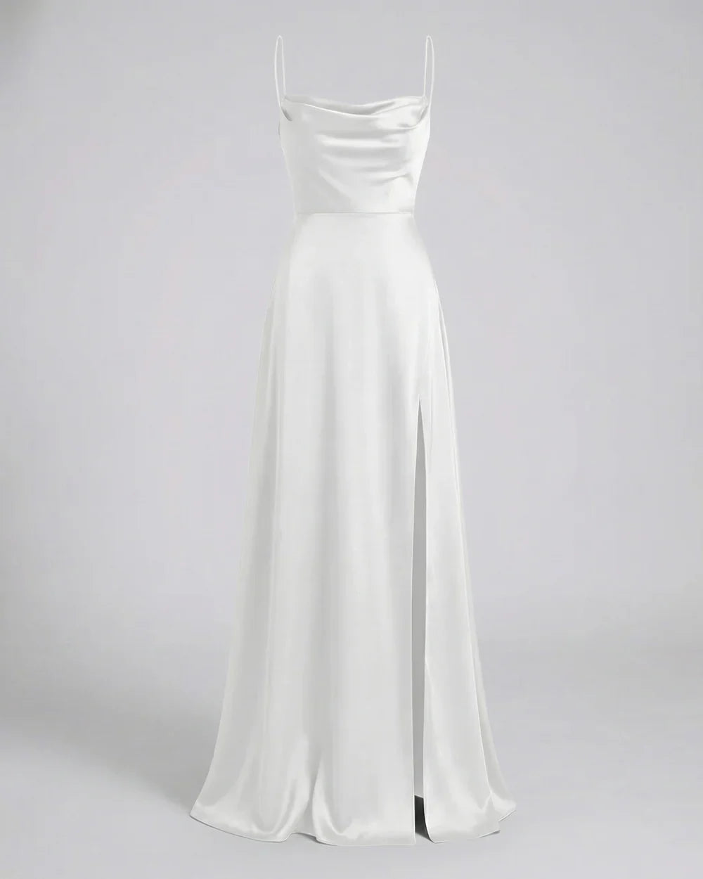 Women's Maxi Dress with Thin Straps and Leg Split | Evening Occasion
