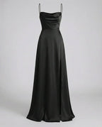 Women's Maxi Dress with Thin Straps and Leg Split | Evening Occasion