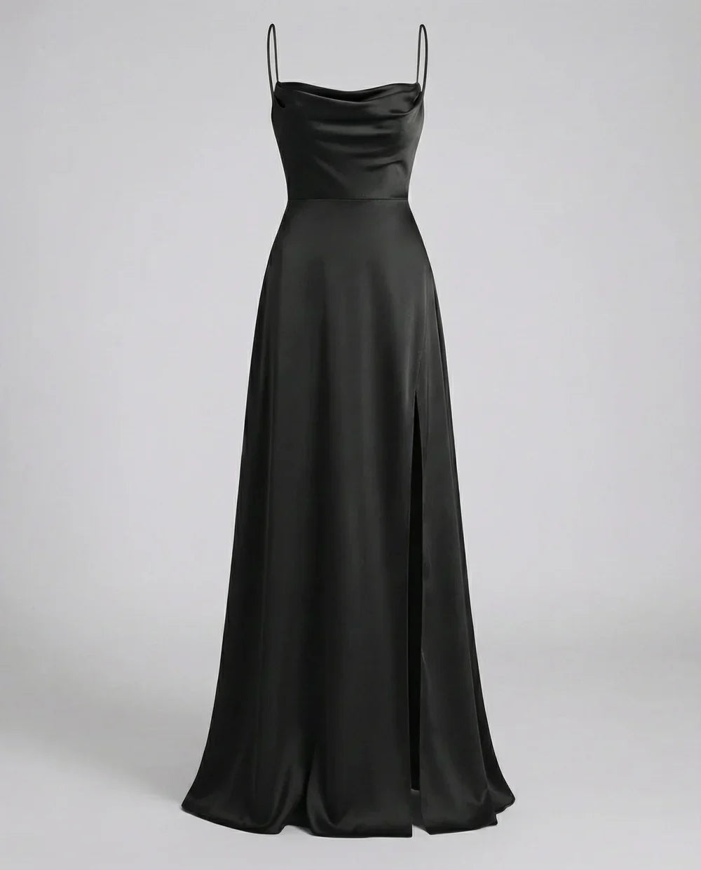 Women's Maxi Dress with Thin Straps and Leg Split | Evening Occasion