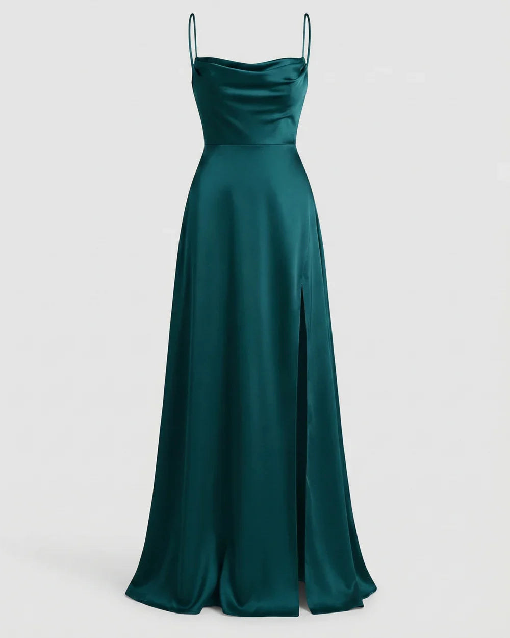Women's Maxi Dress with Thin Straps and Leg Split | Evening Occasion