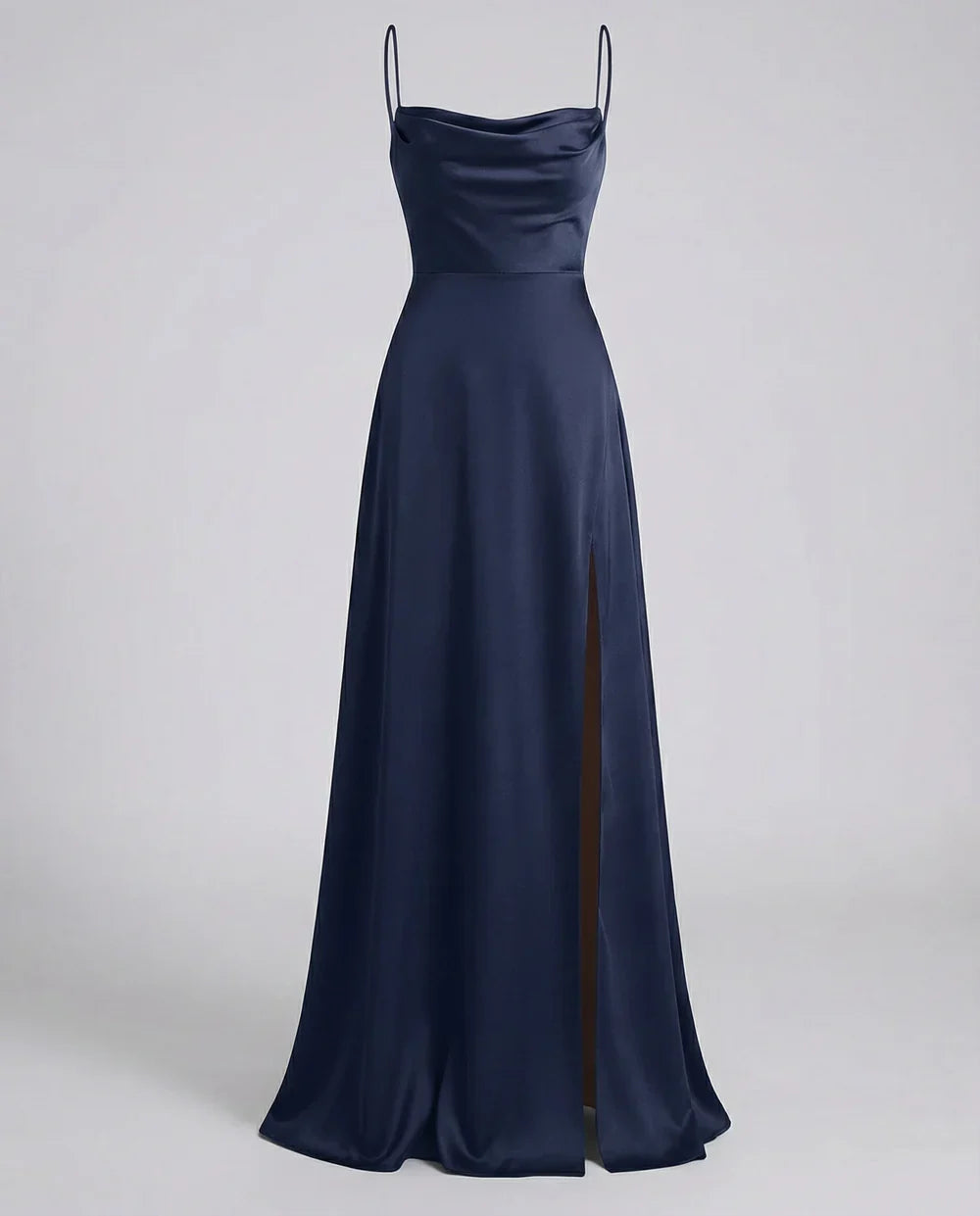Women's Maxi Dress with Thin Straps and Leg Split | Evening Occasion