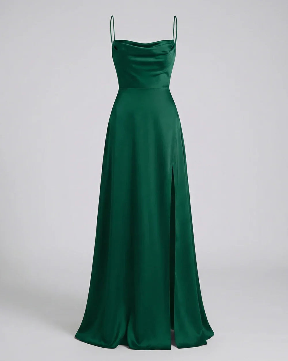 Women's Maxi Dress with Thin Straps and Leg Split | Evening Occasion