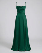 Women's Maxi Dress with Thin Straps and Leg Split | Evening Occasion
