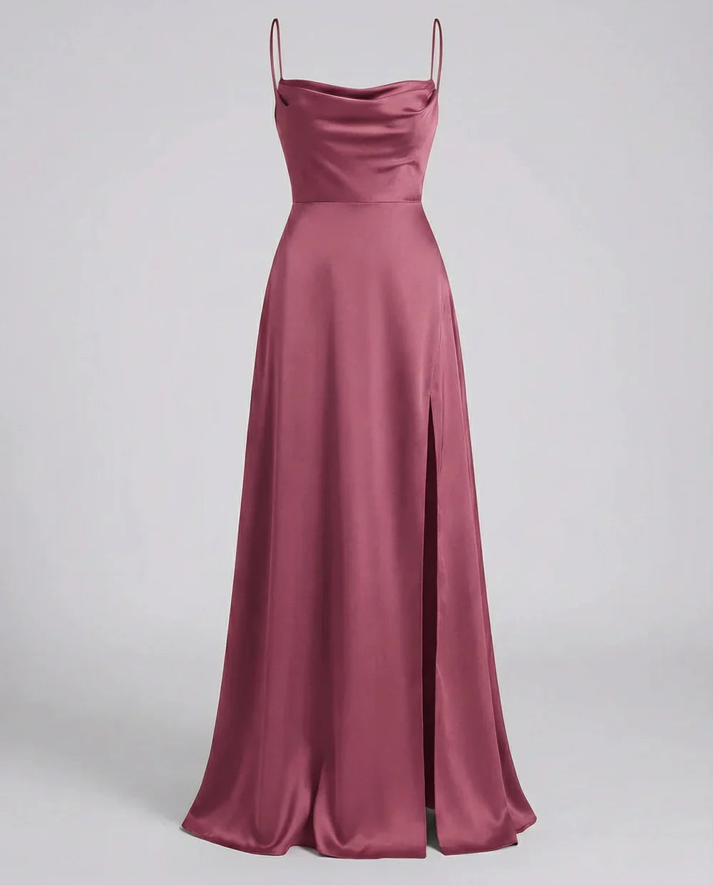 Women's Maxi Dress with Thin Straps and Leg Split | Evening Occasion