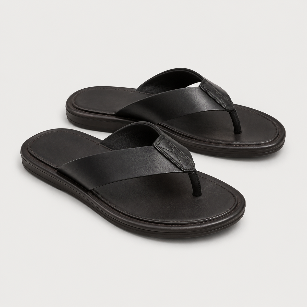 Brown Leather Slip-On Sandals for Men | Summer Footwear