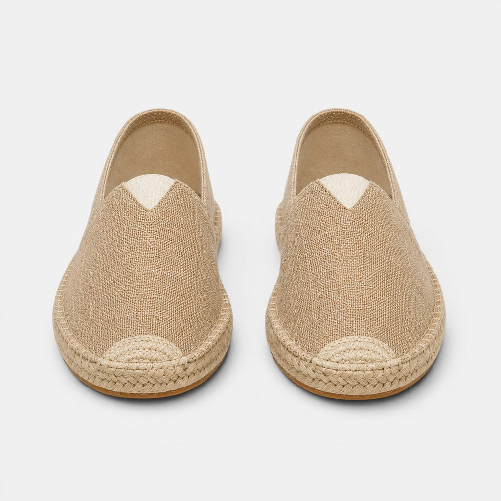Khaki Linen Slip-On Espadrilles for Men | Summer Casual