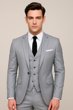 Navy Blue Slim Fit Three-Piece Suit for Men