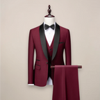 Shawl Lapel Three Piece Tuxedo Suit with Waistcoat for Men | Wedding and Gala