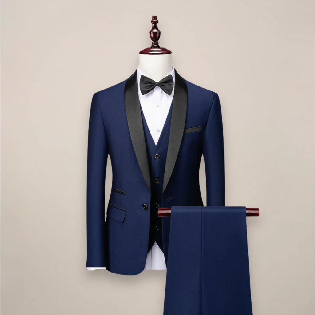 Shawl Lapel Three Piece Tuxedo Suit with Waistcoat for Men | Wedding and Gala