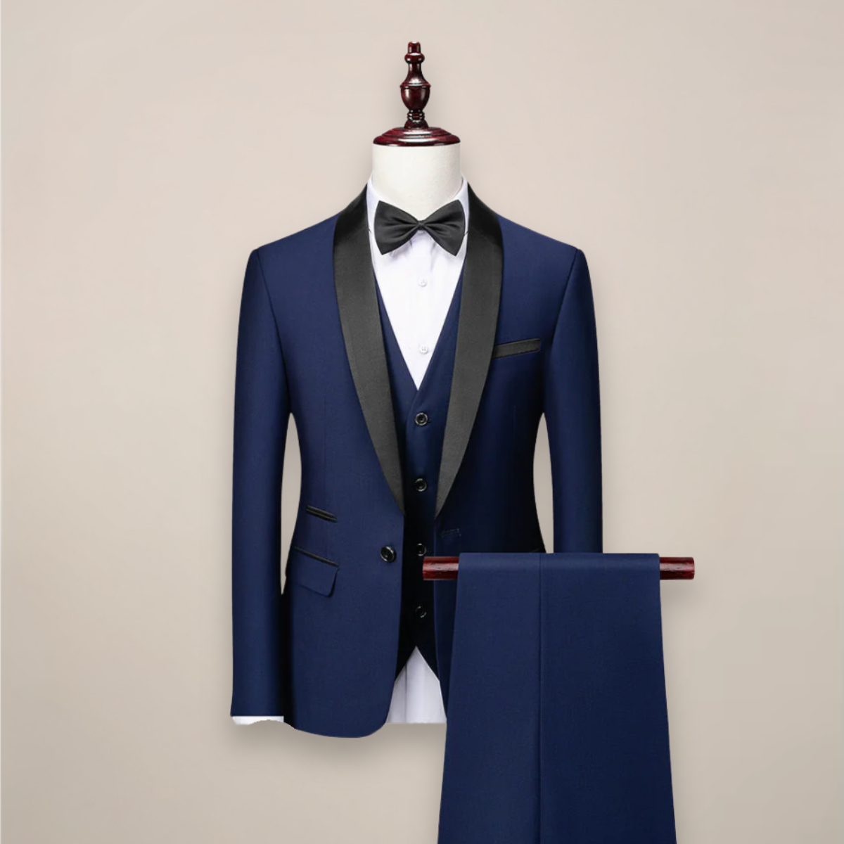 Shawl Lapel Three Piece Tuxedo Suit with Waistcoat for Men | Wedding and Gala
