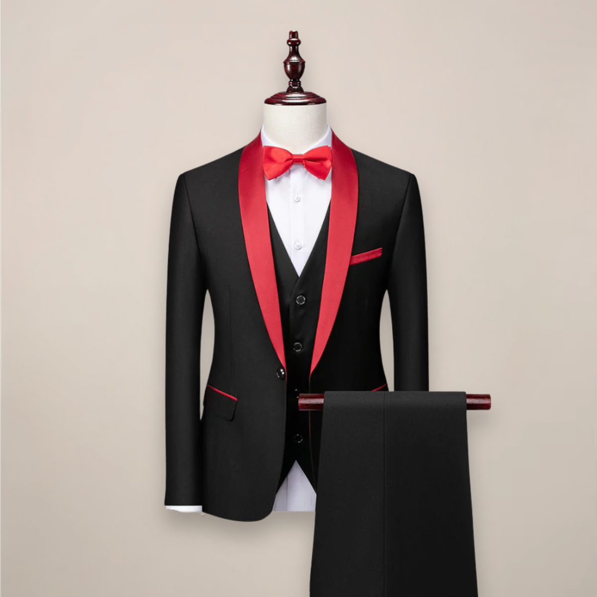 Shawl Lapel Three Piece Tuxedo Suit with Waistcoat for Men | Wedding and Gala