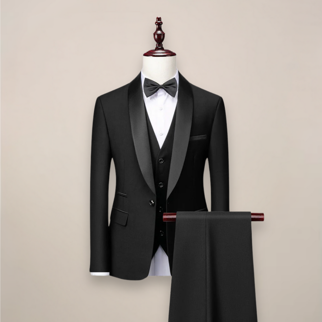 Shawl Lapel Three Piece Tuxedo Suit with Waistcoat for Men | Wedding and Gala