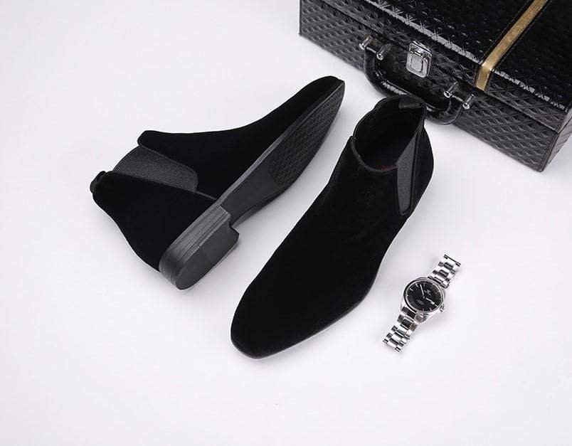 Black Suede-Effect Chelsea Boots for Men