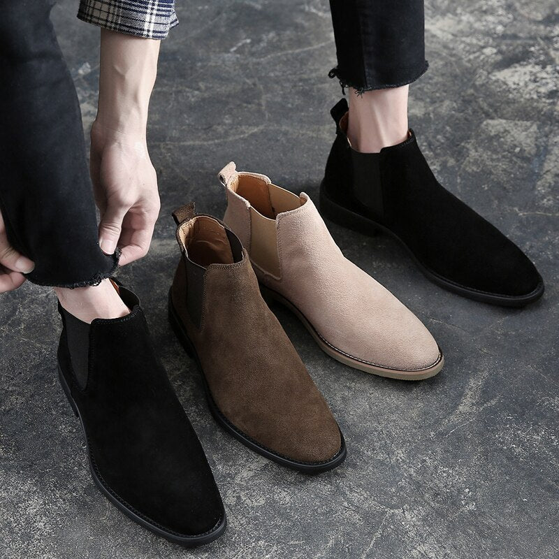 Black Suede-Effect Chelsea Boots for Men